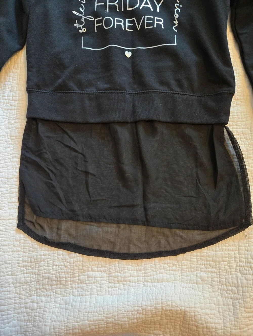 Pepco EU Brand, Girls' Black 'I Want Friday Forever Long Sleeve Top Size 146/152 - Picture 5 of 10